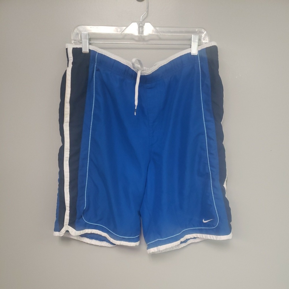 Nike Men's Swim Trunks Elastic Waist Drawstring Mesh Liner Blue Medium